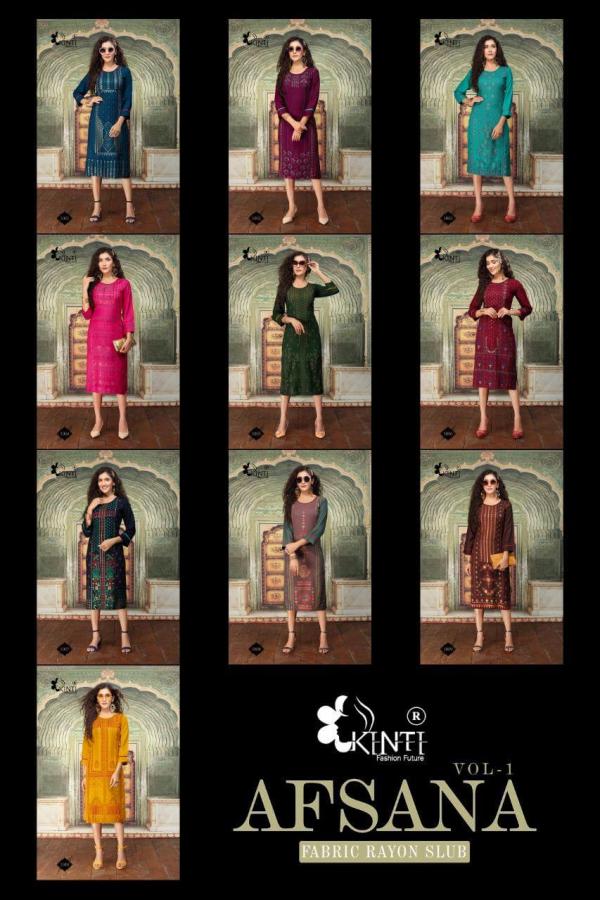 Kinti Afsana Rayon Fancy Foil Print Kurti